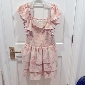 Pink floral mini dress